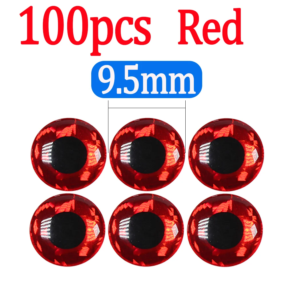 100pcs Red 9.5mm