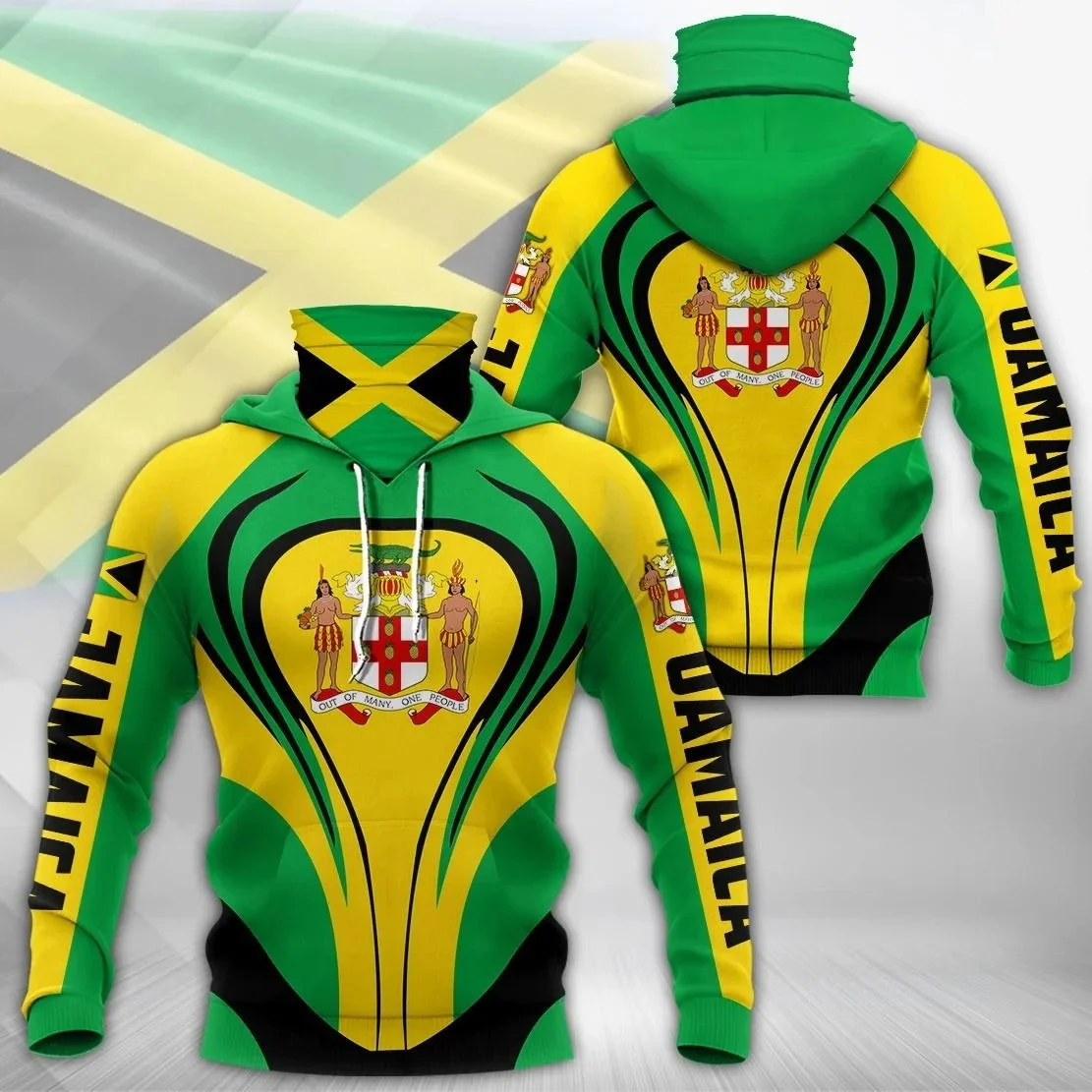 Sudadera 3D Jamaica hombre con capucha – Estampado escudo y bandera - imagen 5