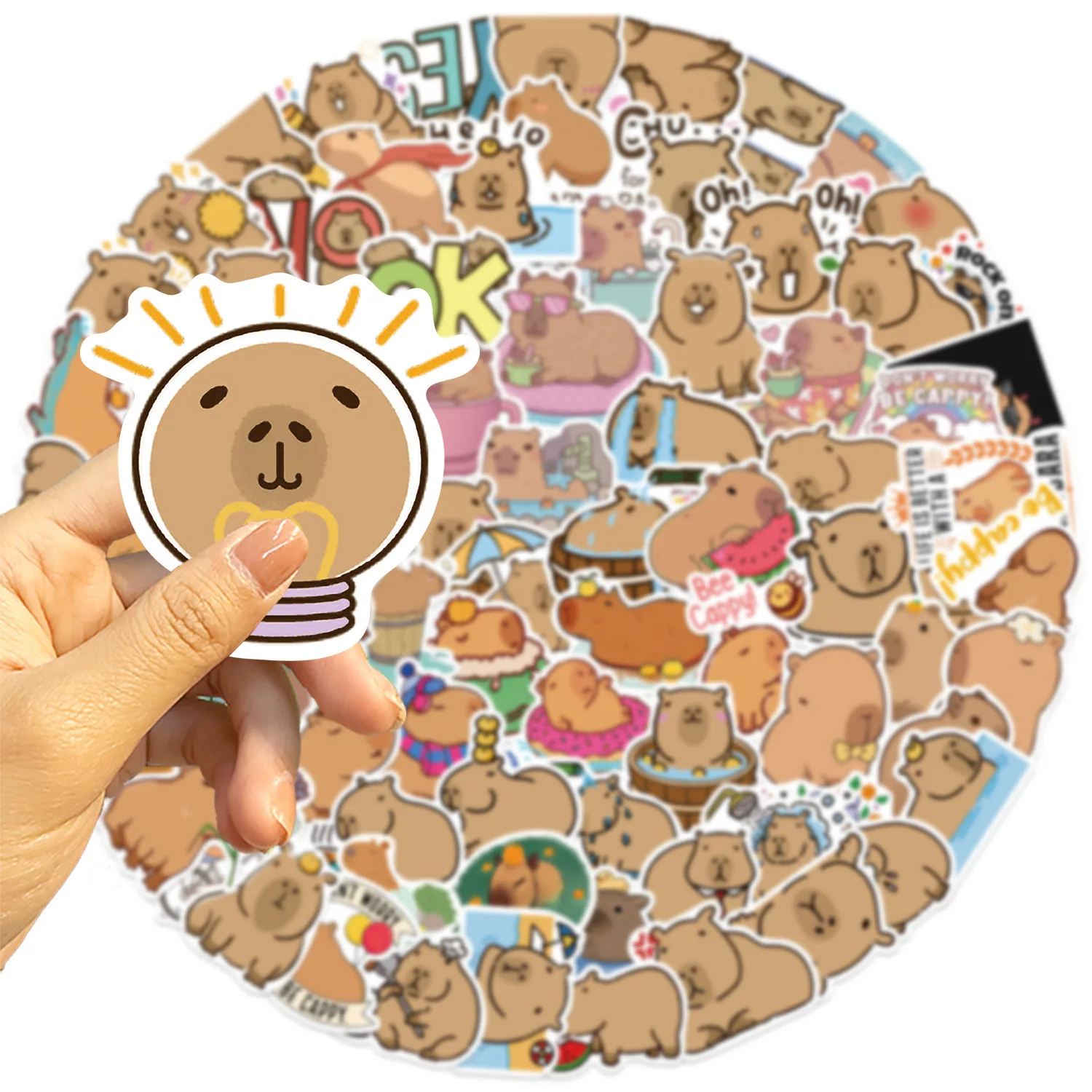 50/100PCS Leuke Capibara Dieren Cartoon Graffiti Stickers Telefoon Gitaar Laptop Notebook Koffer Cup Waterdichte Sticker Kinderen Speelgoed - imagen 4