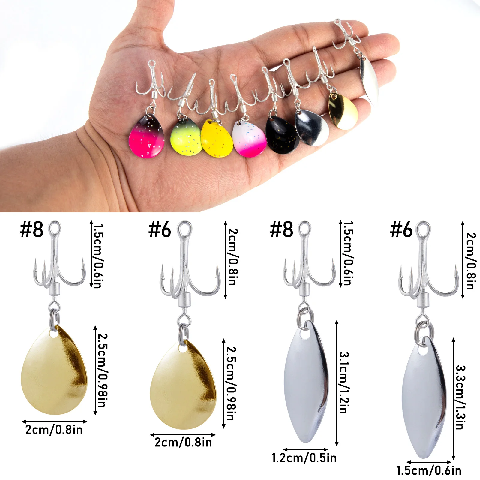 Anzuelo triple con hoja de sauce Colorado, accesorio de pesca de repuesto, Spinner, lubina, Lucio, trucha, agua salada, 3/5 piezas - imagen 2