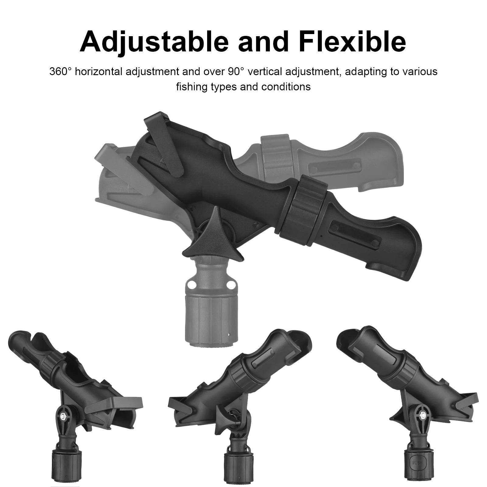 Soporte para caña de pescar, Kit de montaje Universal, soporte de poste de bloqueo de energía ajustable de 360 grados para barco de Kayak - imagen 4