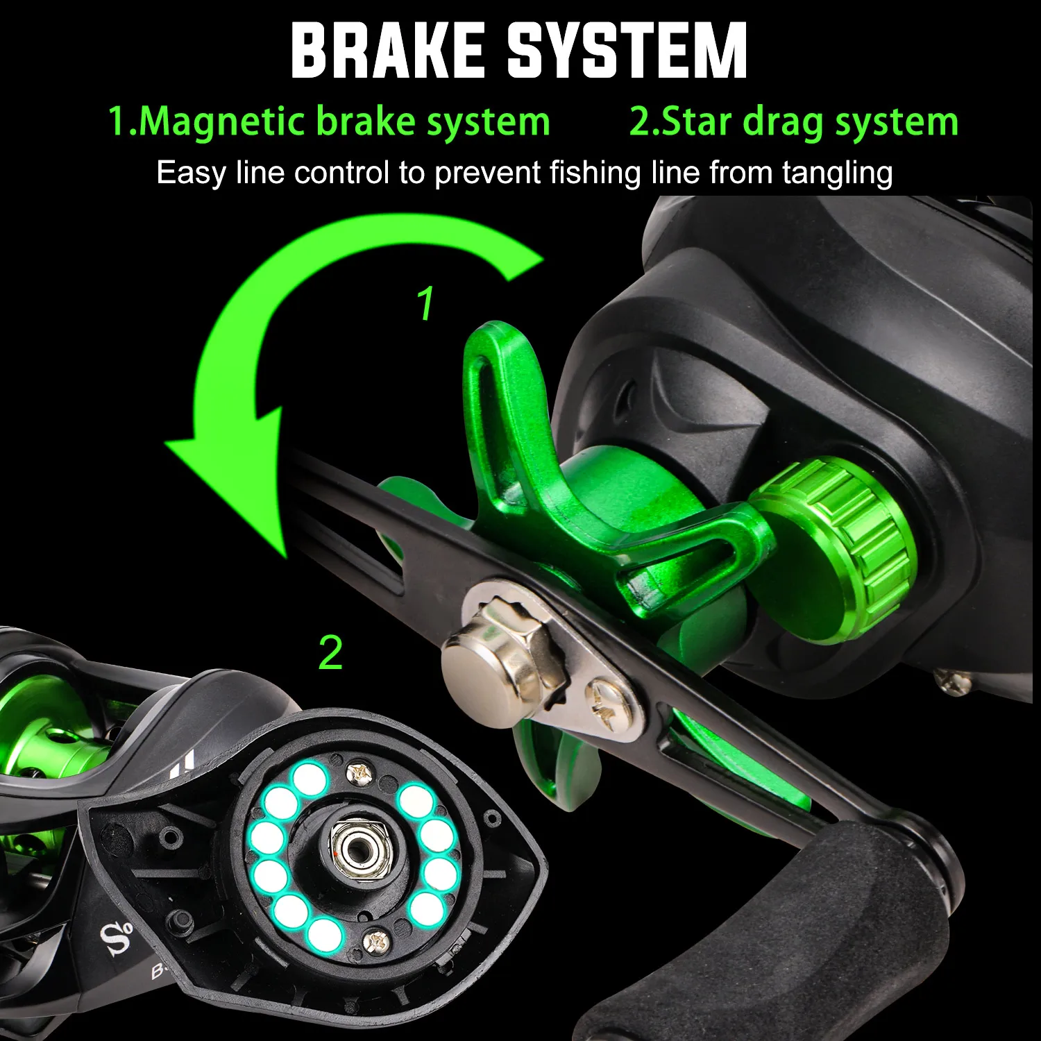 Sougayilang-caña de pescar Baitcasting y carrete combinado, caña de pescar de 5 secciones y carrete de relación de engranaje 7,2: 1, Kit completo para pesca de carpa lubina - imagen 4