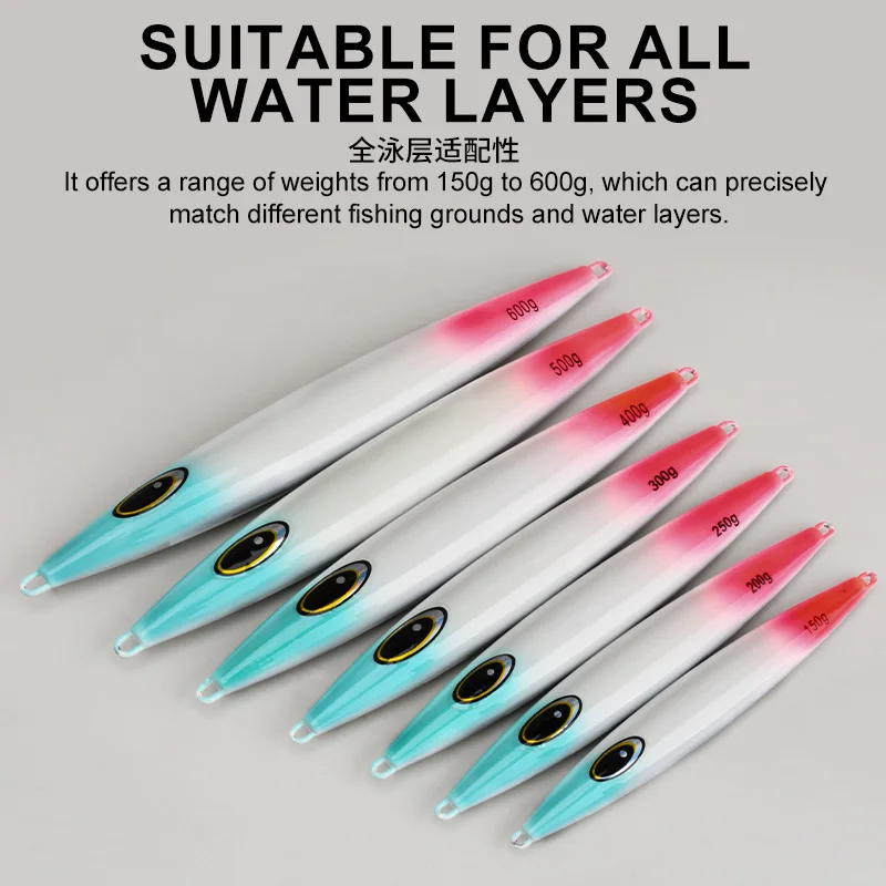 OBSESSION J71 150g 200g 250g 300g 400g 500g 600g plantilla de Metal de hundimiento rápido señuelo de pesca de fundición larga cebo de plantilla de Metal brillante de agua salada - imagen 5