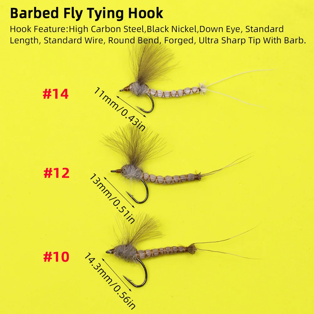 Wifreo 4 piezas # 10 # 12 # 14 Cuerpo extendido Mayfly CDC mosca seca anzuelo de púas cebos de insectos artificiales moscas de pesca con mosca señuelos de trucha - imagen 4