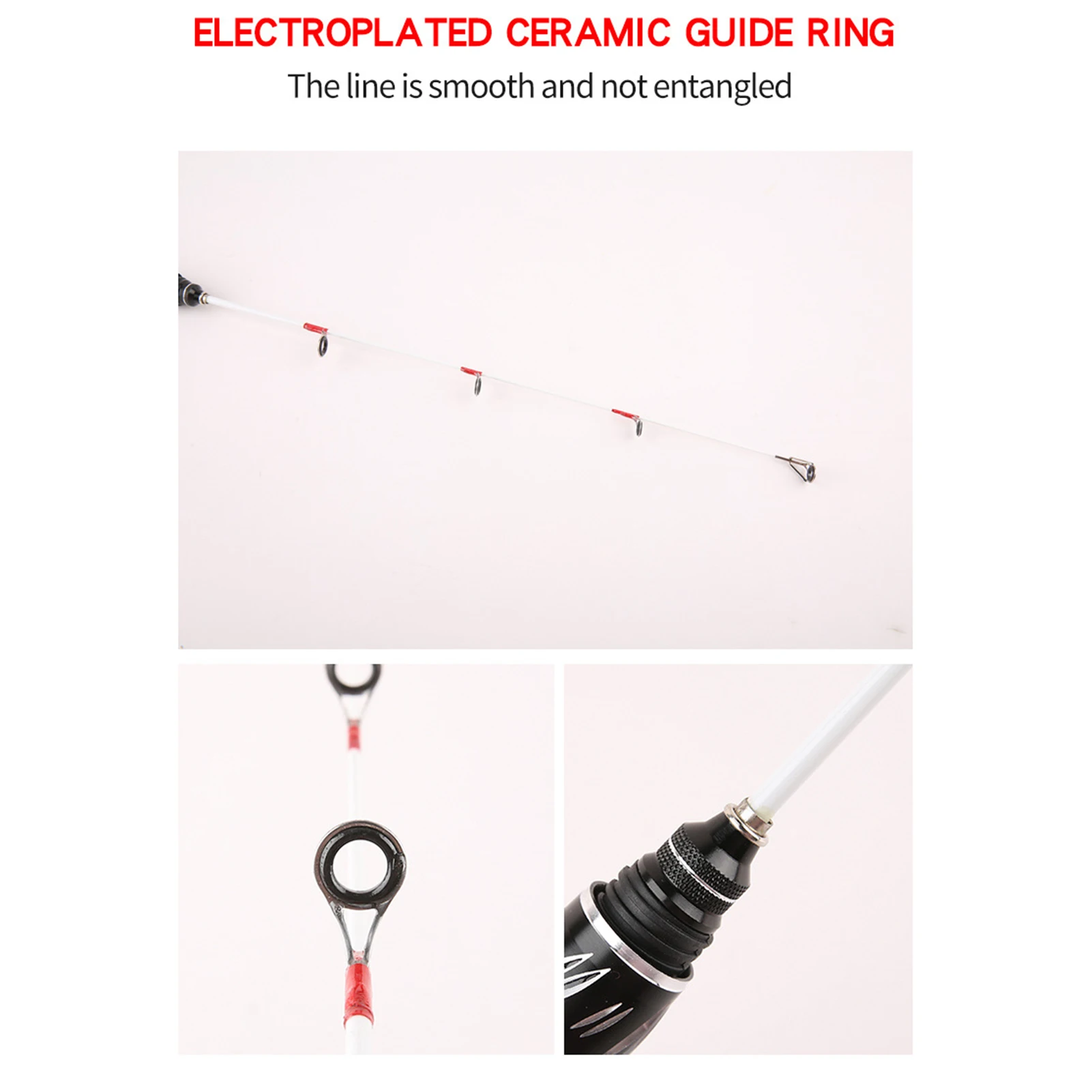 Caña de pescar de hielo para invierno, caña de pescar de cola plana, varilla de enchufe sólido, rueda de balsa de Metal, puente portátil corto, balsa suave y dura - imagen 4