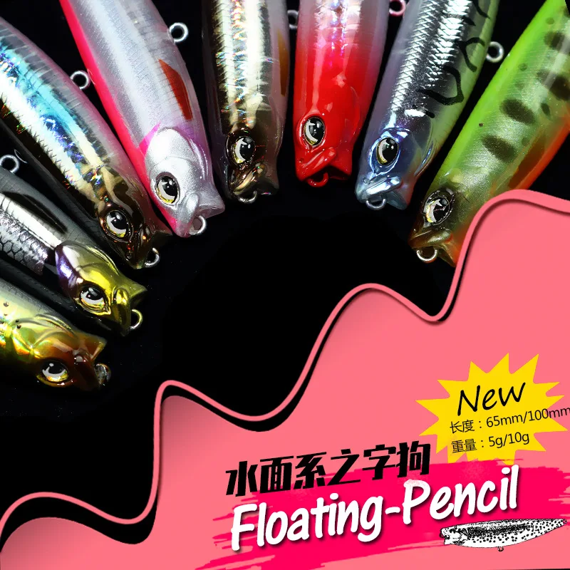 1 Uds. Wobblers de lápiz flotante Topwater 5g 10g señuelo de lubina Stickbait cabeza de serpiente cebo duro Artificial profesional - imagen 4