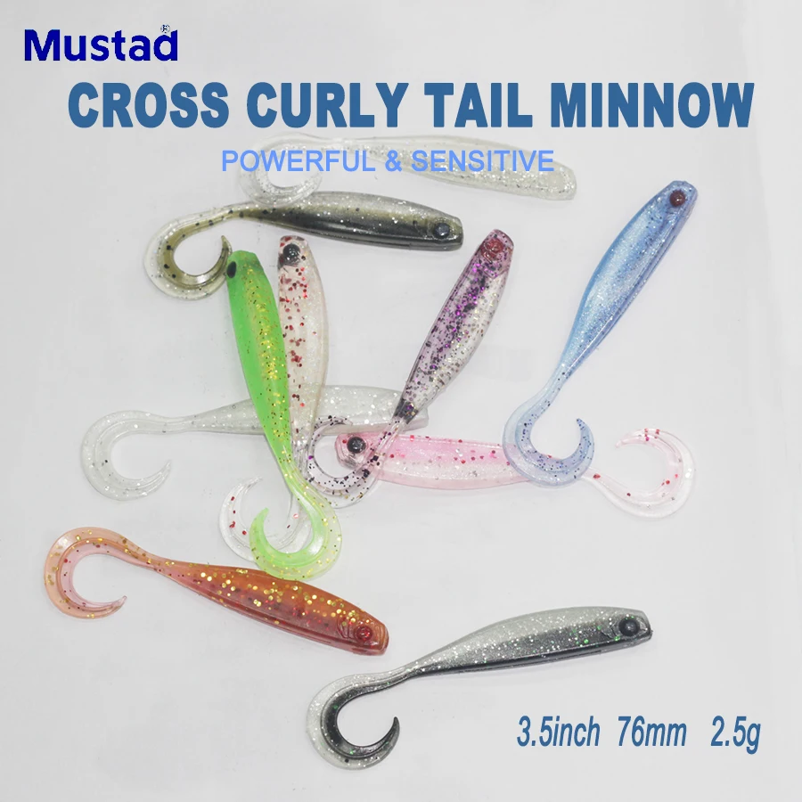 Mustad CROSS CURLY TAIL MINNOW 3,5 pulgadas Mezashi señuelo suave cebo MCTM 3,5 pulgadas 2,5g 6 uds perca M cebo de pesca al aire libre