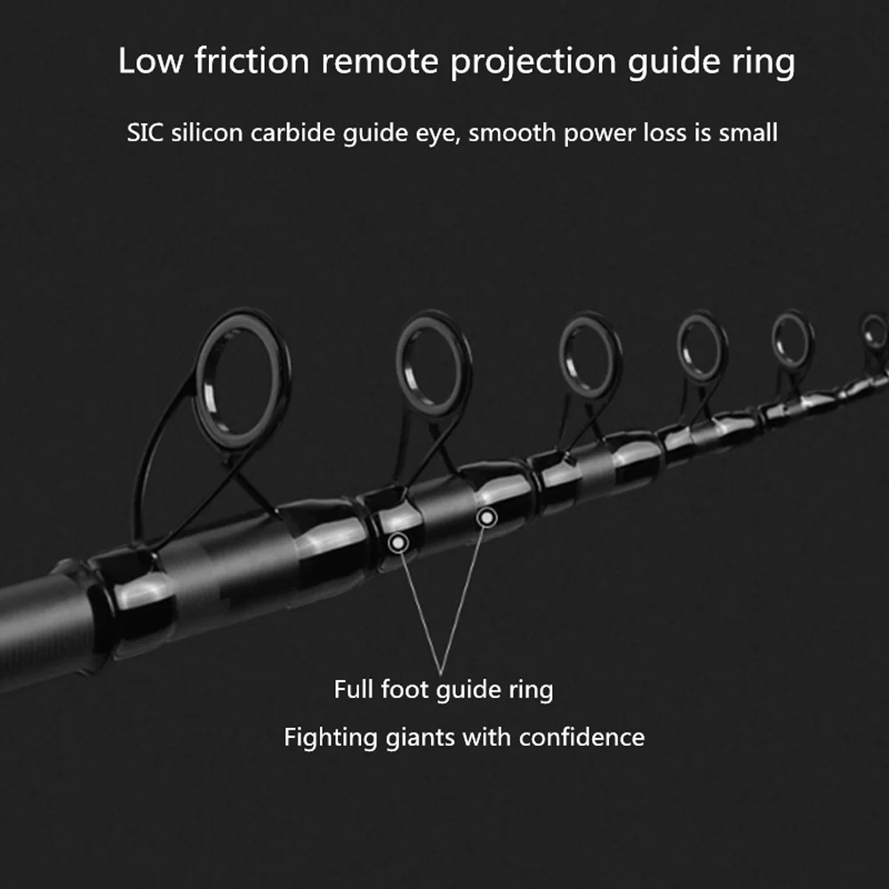 Caña de pescar telescópica de fibra de carbono de 2,4 m-5,4 m, conjunto combinado de carrete, carretes giratorios de caña de mar de lanzamiento largo para carpa, roca súper dura - imagen 4