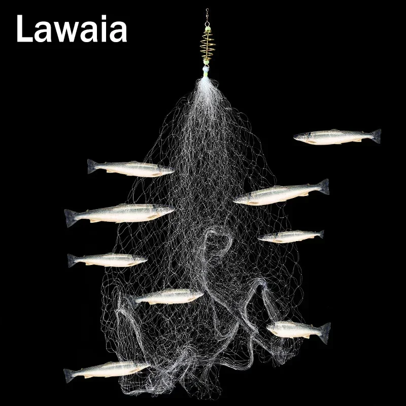Lawaia red adhesiva de pesca con cuentas luminosas nocturnas, anillo de rodamiento de bolas, conector de red de enmalle fundido, herramientas de trampa de agua dulce, aparejos - imagen 3