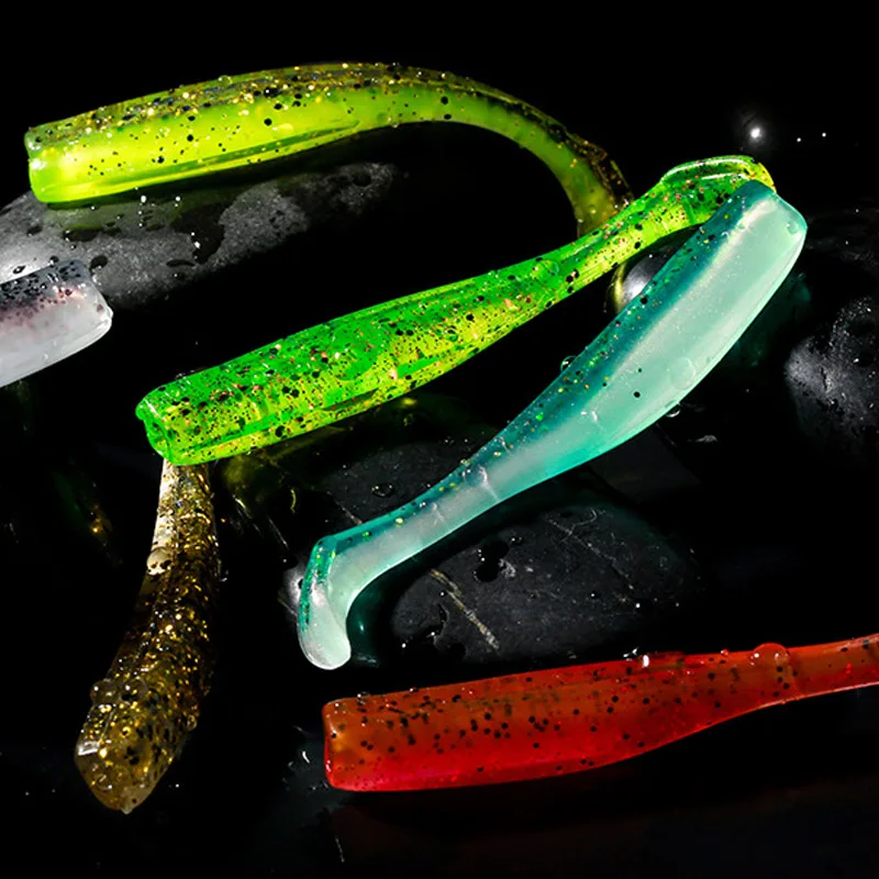 Señuelo de Pesca Jigging TPR, cebo blando de cola de paleta, Swimbait Wobblers, cebos artificiales, señuelo de Pesca de lubina, 70mm, 2,3g, lote de 6 unidades - imagen 2