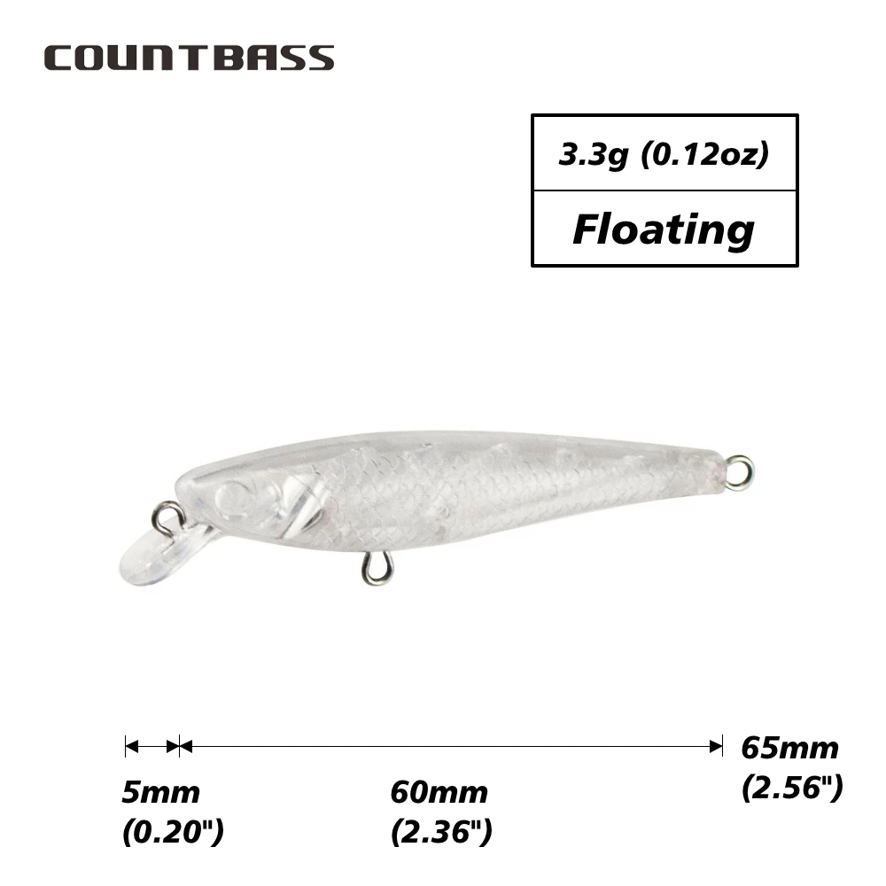 Countbass Cuerpos de señuelo duro en blanco – Pececillo flotante - imagen 2