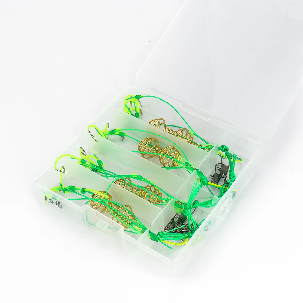 DNDYUJU-anzuelo de pesca de explosión, señuelo de pesca, trampa de cebo, alimentador, jaula con resortes de acero inoxidable, 6-13 #, 4 unids/lote por caja - imagen 3