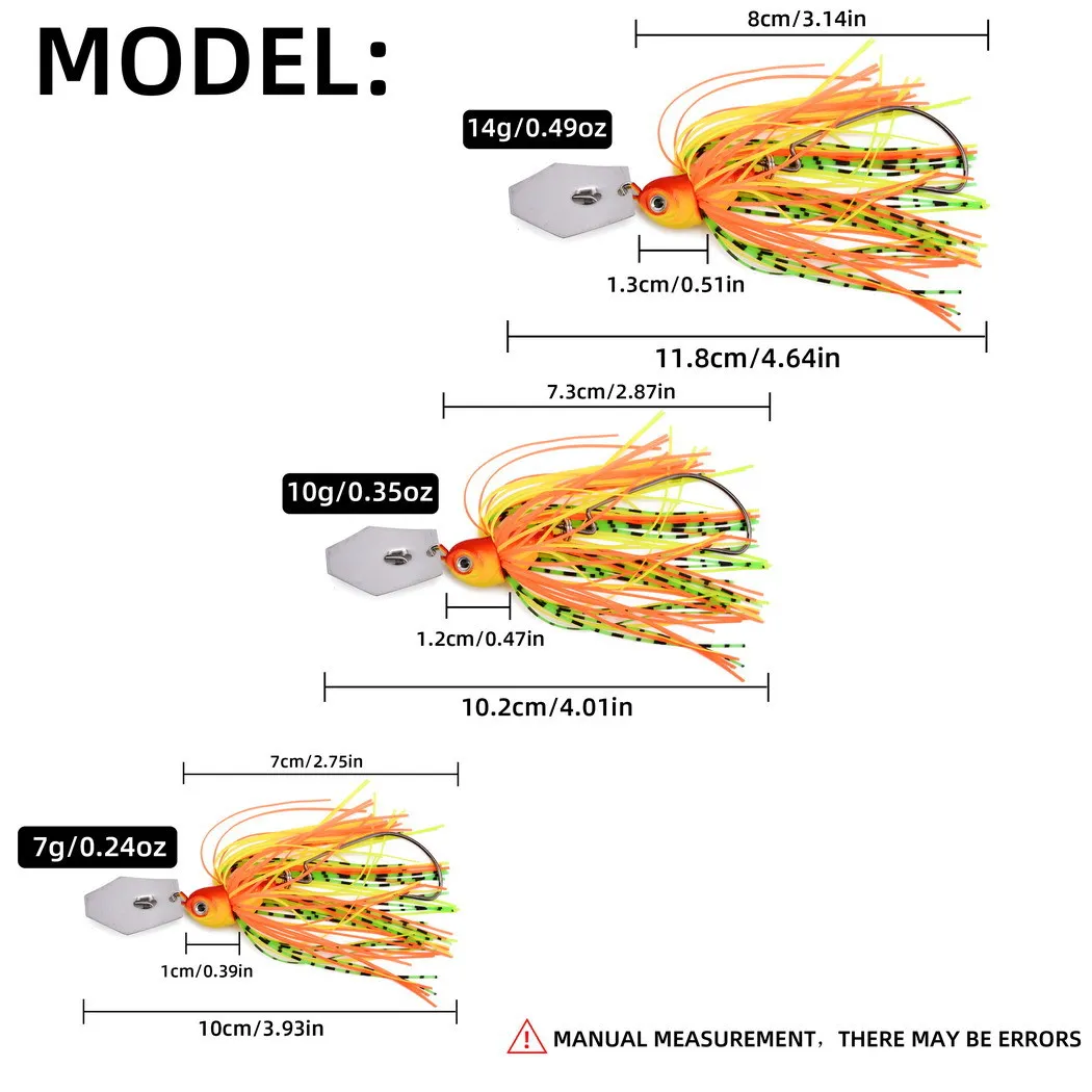 1 unidad de cebo giratorio Chatter de 7G/10G/14G, señuelo de pesca sin malezas, Buzzbait wobbler chatterbait para lubina, pez walleye - imagen 3
