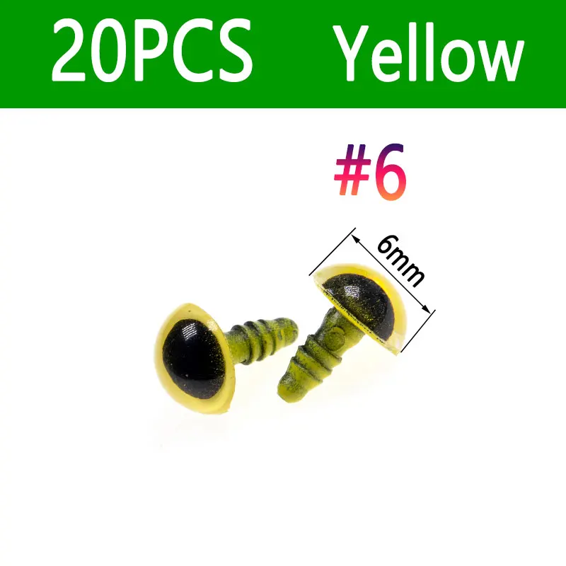 20pcs Yellow Size 6