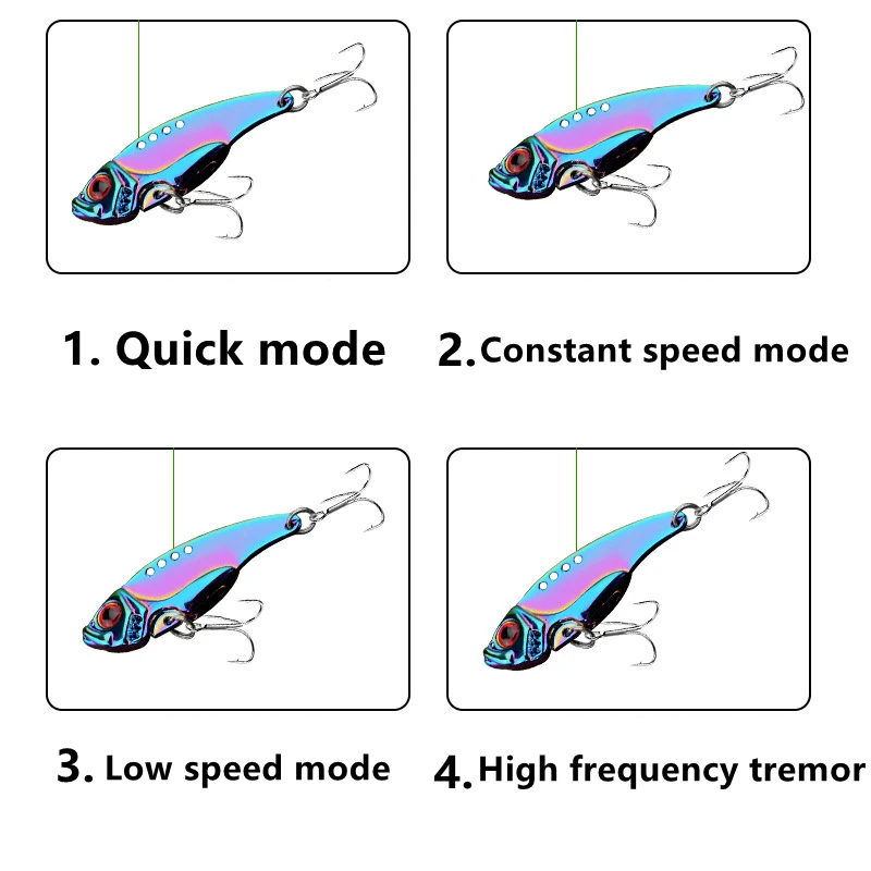 Cebo de lubina Artificial, 1 pieza de Metal, capa de agua, vibración colorida, Luya - imagen 4