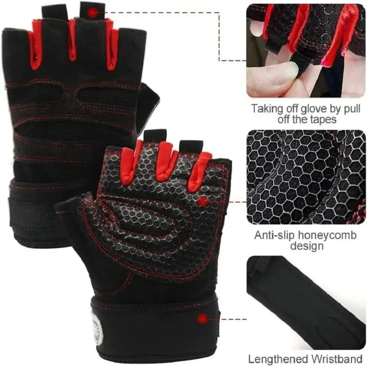 Guantes de pulsera para levantamiento de pesas para Fitness, guantes de gimnasio para hombres y mujeres, entrenamiento de culturismo, ejercicio deportivo, guantes de ciclismo a prueba de golpes - imagen 2