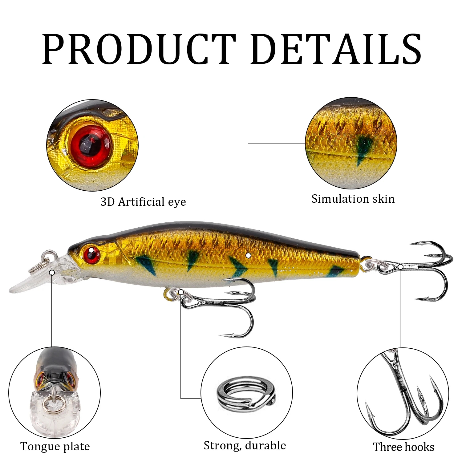 Señuelos de Pesca de 8,2g y 8cm, cebos duros para pececillos, 3D Crankbait, ojos artificiales de plástico duro, aparejos de Pesca de carpa, 1 unids/lote - imagen 4