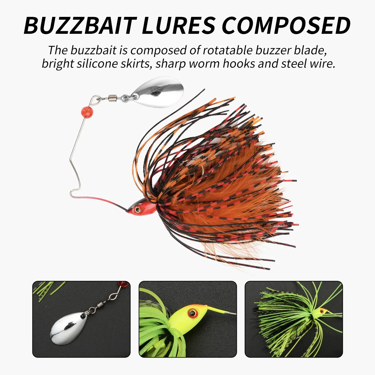 Spinnner-señuelo de pesca para lubina, cebo de alambre de 7g, Spinner de Metal, Buzzbait, Swimbait, Kit de plantilla de gancho, falda, peche para cebo de pesca - imagen 4