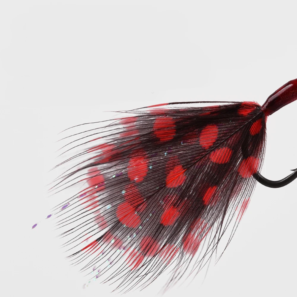 Mini anzuelos de asistencia JIG de acero al carbono Premium 8001 originales con plumas para perca de trucha anzuelo de pesca de mar 4 unids/pack - imagen 4