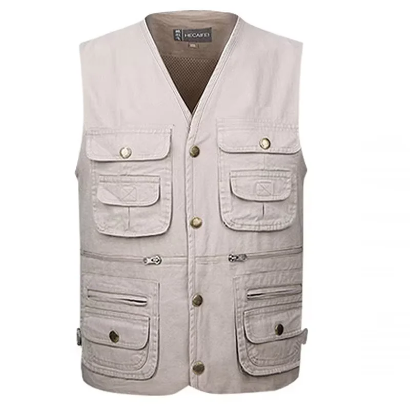 Chaleco de pesca de talla grande XL-5XL, chaqueta para exteriores, Otoño Invierno, resistente al viento, cálido, Jersey de pesca con múltiples bolsillos para hombres - imagen 3