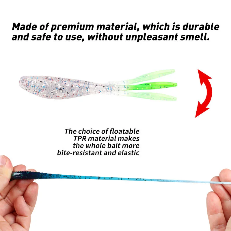 JOHNCOO 8cm 2,6g suave Swimbait Shad Drop Shot 6 uds flotante cola dividida Drop shot pesca señuelo suave Material TPR cebos de pesca - imagen 3