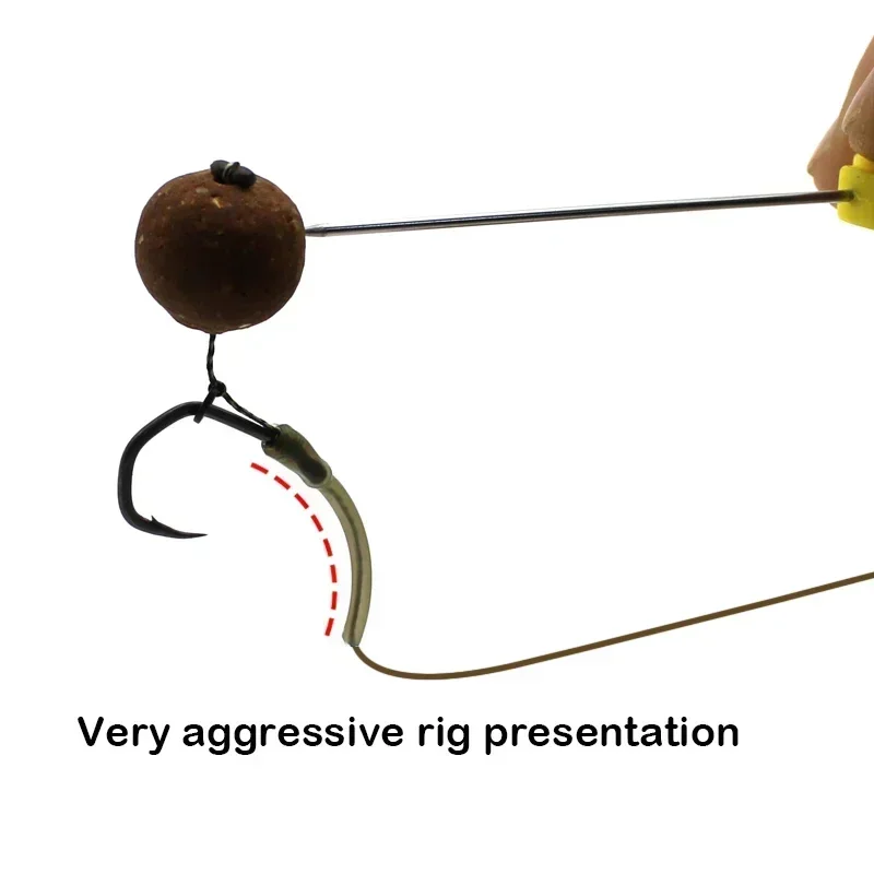 20 piezas anzuelo de pesca de carpa Kickers D Rig Kicker alineadores ganchos mangas aparejos accesorios de Kicker largo aparejos terminales finales - imagen 4