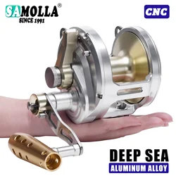 SAMOLLA-carrete de pesca de tambor de arrastre de aleación de aluminio CNC, 30W/50W, 20-28KG, carrete de Jigging lento, accesorios de agua salada para barcos de aguas profundas