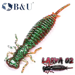 B & U Señuelos blandos Señuelos de pesca Larva Swimbaits de agua dulce Bass Pike Minnow cebo blando gusano para pescar