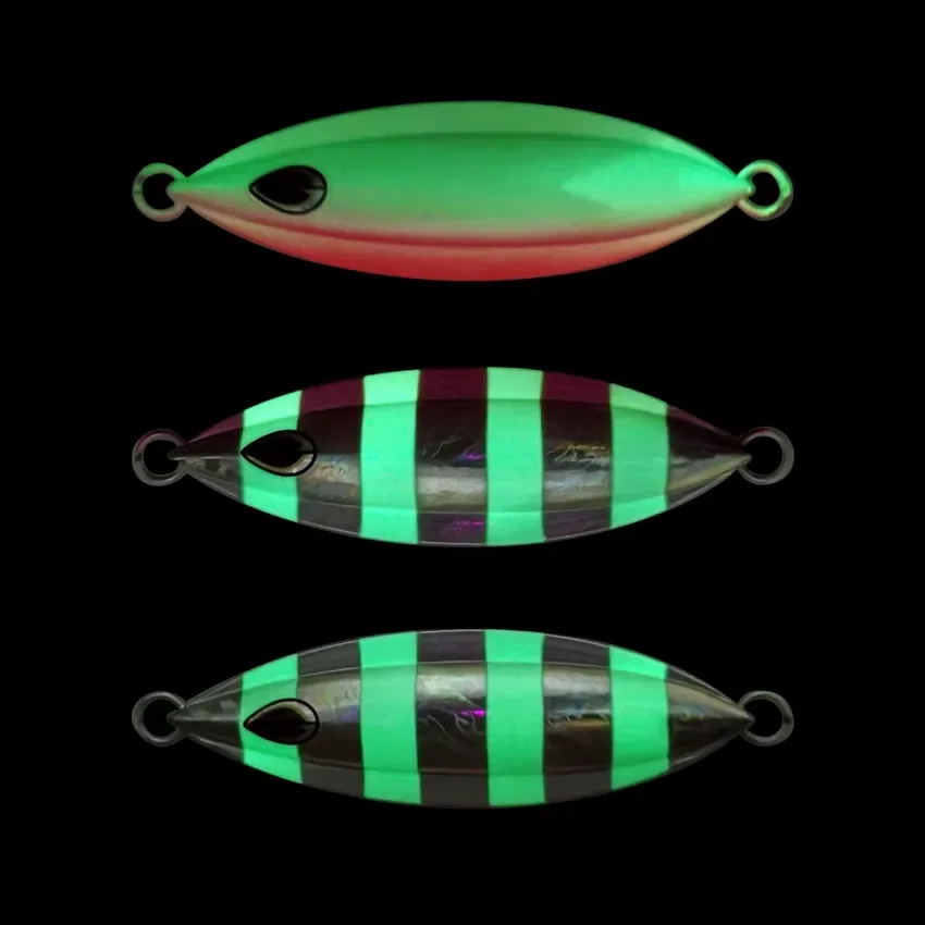 5 unids/set 40g 60g 80g 100g 150g 200g peces artificiales plantillas de Metal cuchara señuelo de pesca plantilla lenta señuelos de Jigging de mar aparejos de cuchara - imagen 3
