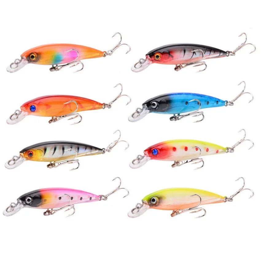 18 unids/lote Minnow Crankbaits juego de Señuelos de Pesca pluma de lubina Wobbler cebo Artificial para aparejos de pesca Swimbait de plástico duro - imagen 5