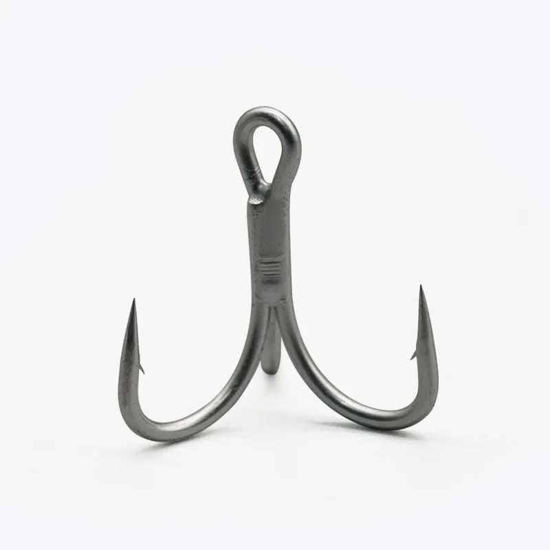 Anzuelos de piezas para pesca en el mar, 4 anzuelos triples fuertes de acero con alto contenido de carbono, níquel blanco y negro, anzuelos afilados con púas, 100 - imagen 2