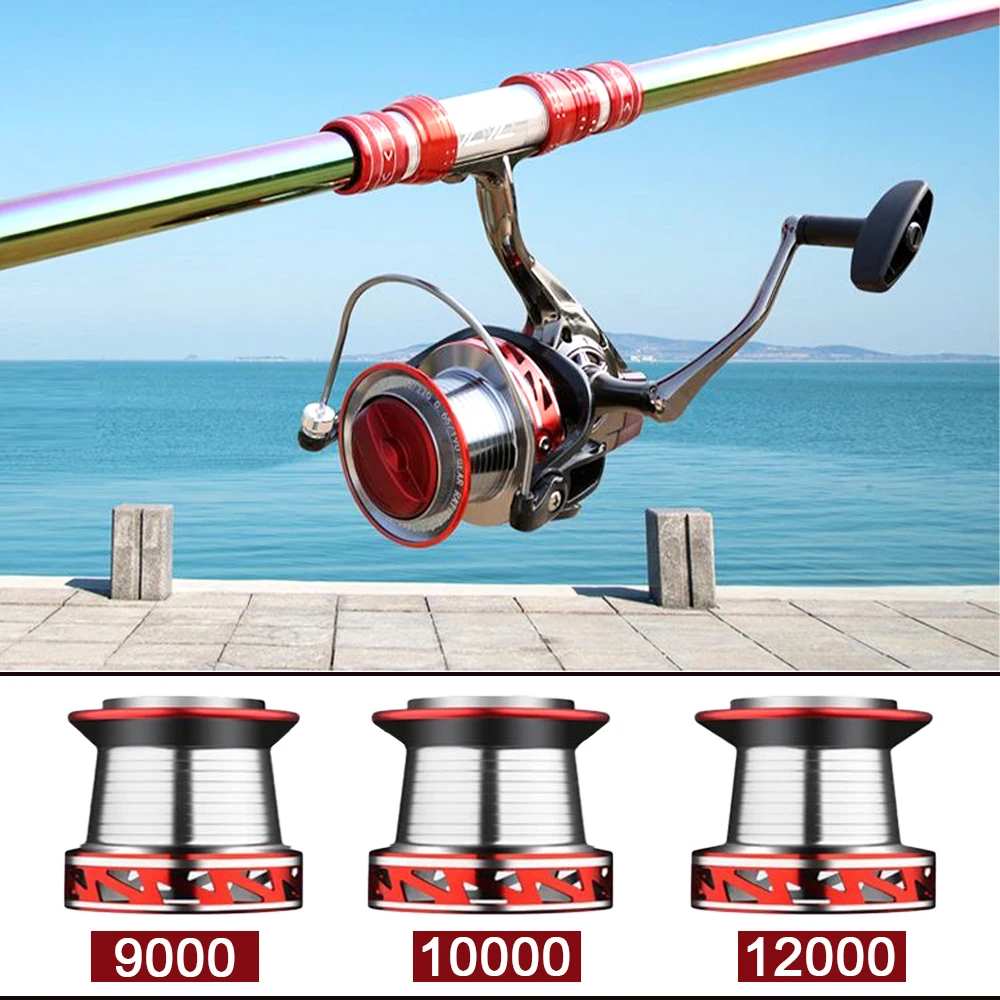 Carrete de pesca serie 9000/10000/12000, carrete de Metal de gran capacidad, rueda giratoria para pesca en el mar, máximo 25kg, pies de Metal duraderos - imagen 3