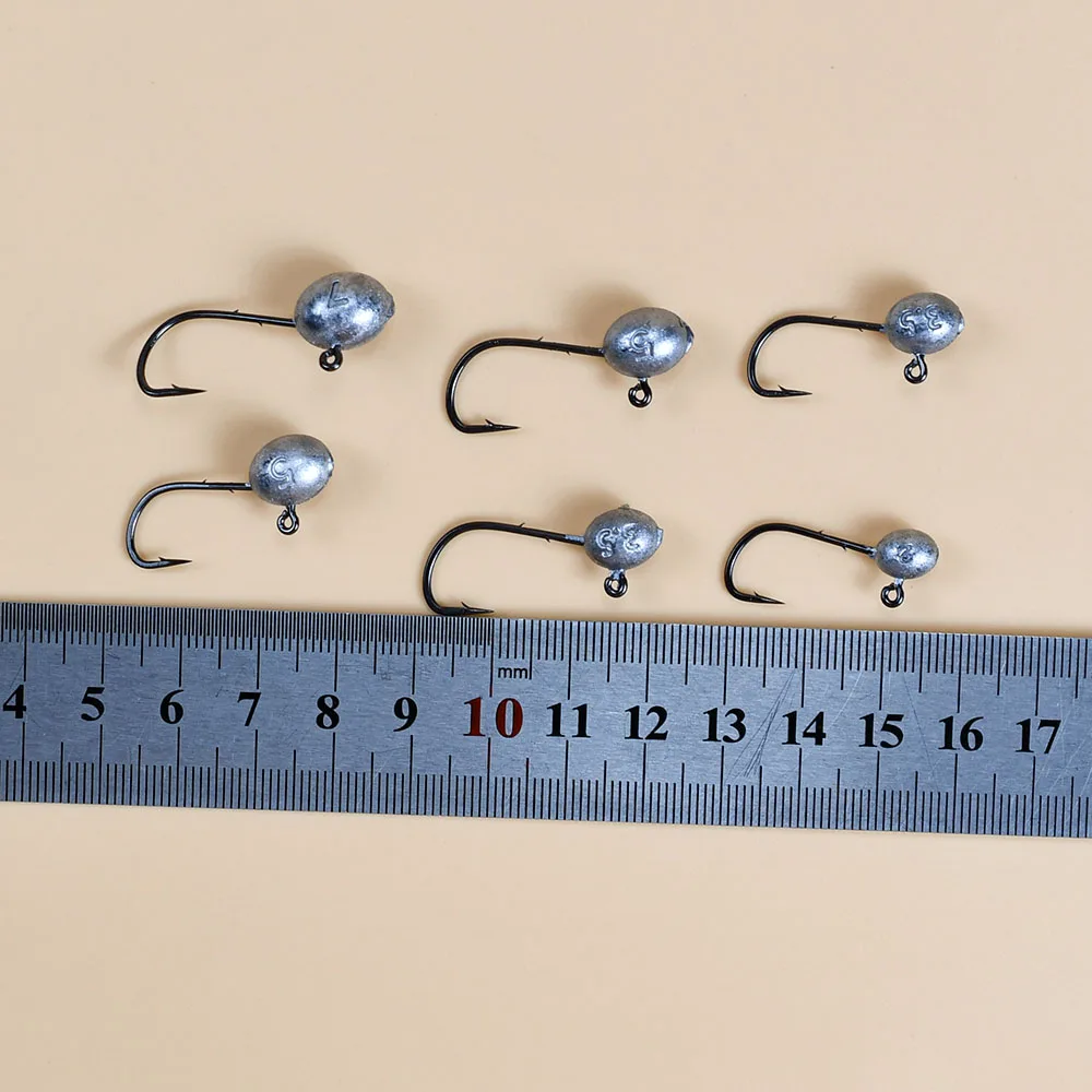 MNFT 6 unids/caja forma de huevo cabeza de plomo doble púas anzuelo Mustad 2g 3,5g 5g 7g anzuelo de pesca de raíz para agua salada y agua dulce - imagen 3