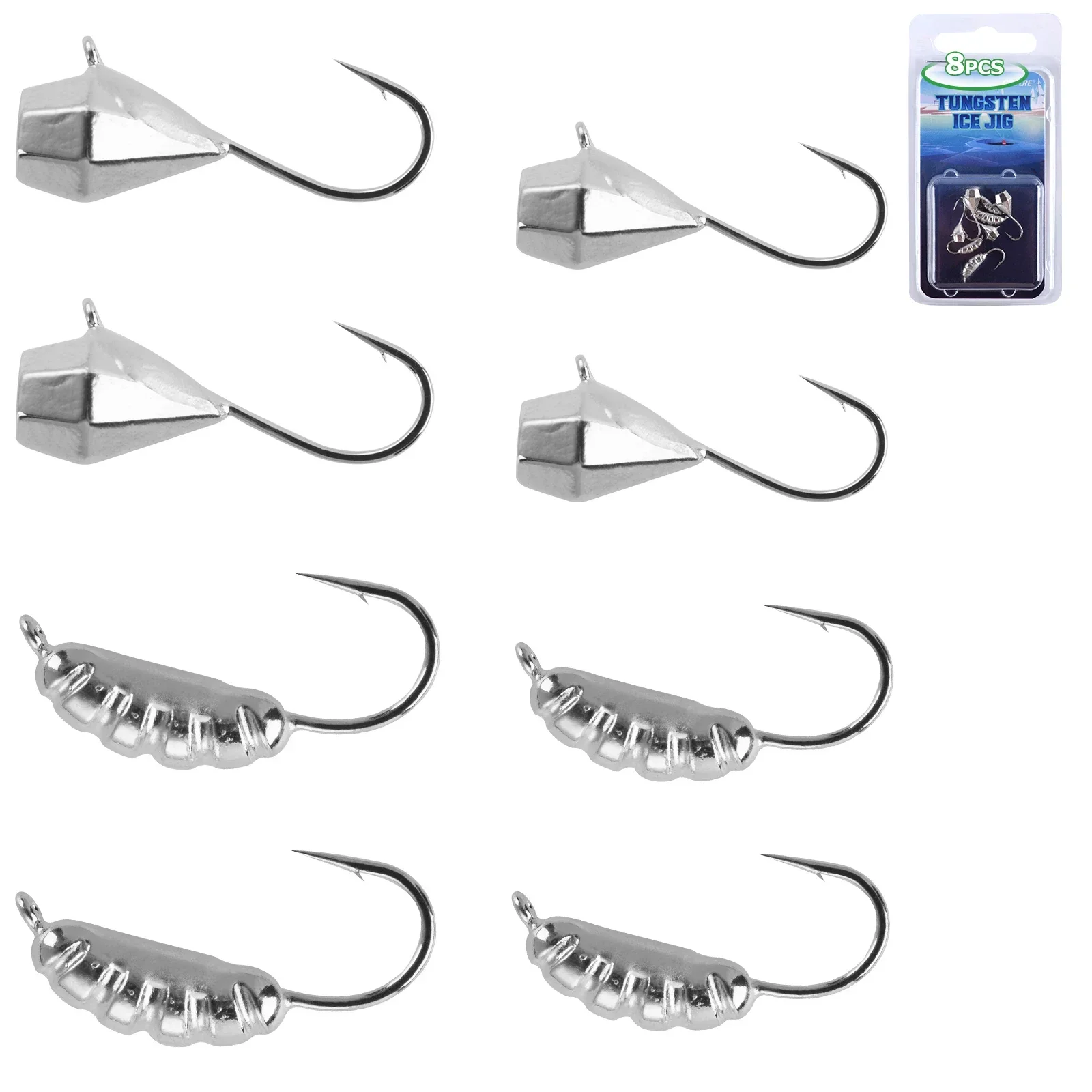 Goture-Juego de plantilla de pesca en hielo, señuelo de pesca de tungsteno para invierno, anzuelo de lágrima, cebo luminoso de invierno para Lucio, carpa, Panfish - imagen 4