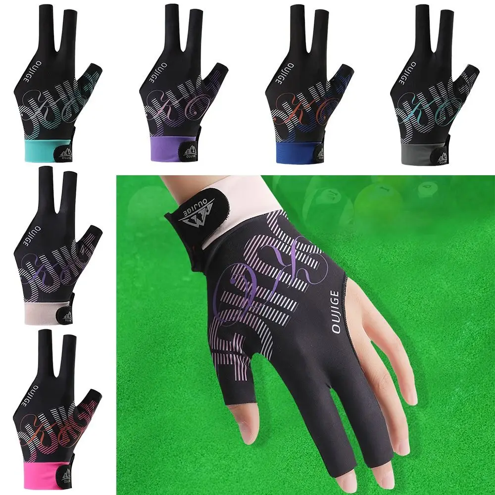 Guante de billar portátil para mano izquierda, guantes de entrenamiento de billar elásticos y transpirables, guantes antideslizantes de tres dedos, accesorios de Fitness - imagen 4