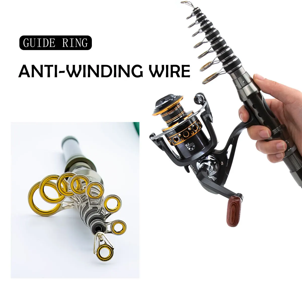 Caña de pescar de viaje de fibra de carbono, caña giratoria de agua salada resistente a la corrosión, 5 secciones plegables con bolsa de transporte para playa - imagen 5