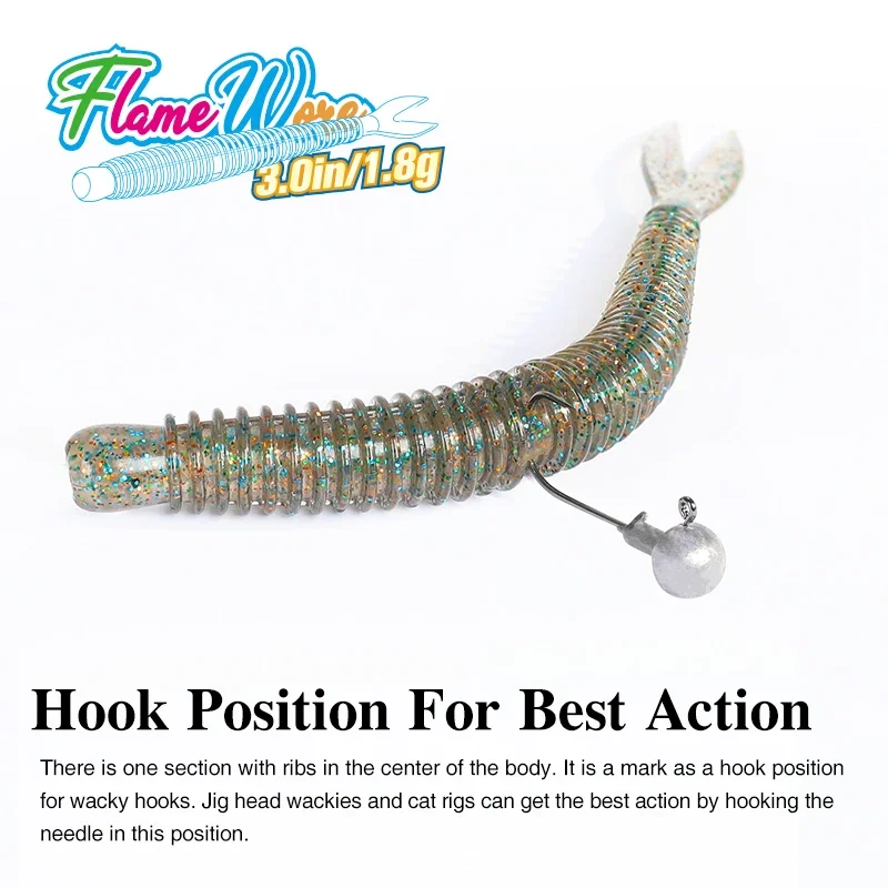 TSURINOYA Wacky Rig cebo blando llama 7,6 cm 1,8g 18 Uds señuelo de pesca de silicona juego de lubina cebos finos gusano flotante para Texas Rig - imagen 4