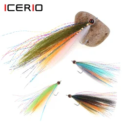 ICERIO Moscas Streamer 3D con ojos para pesca de lubina en agua salada