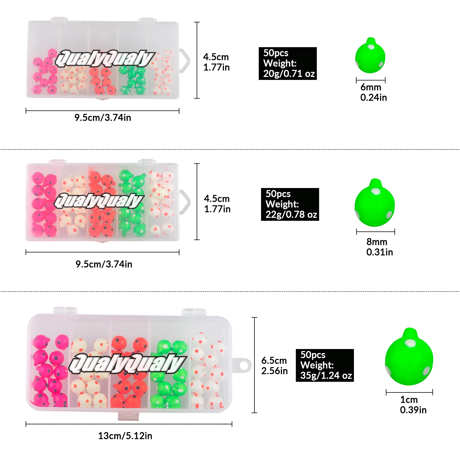 50 Uds. Cuentas de pesca de 6mm, 8mm y 10mm, forma redonda luminosa, frijoles espaciales de pesca, cuentas de espuma EVA para aparejos de Texas Carolina, accesorios - imagen 2