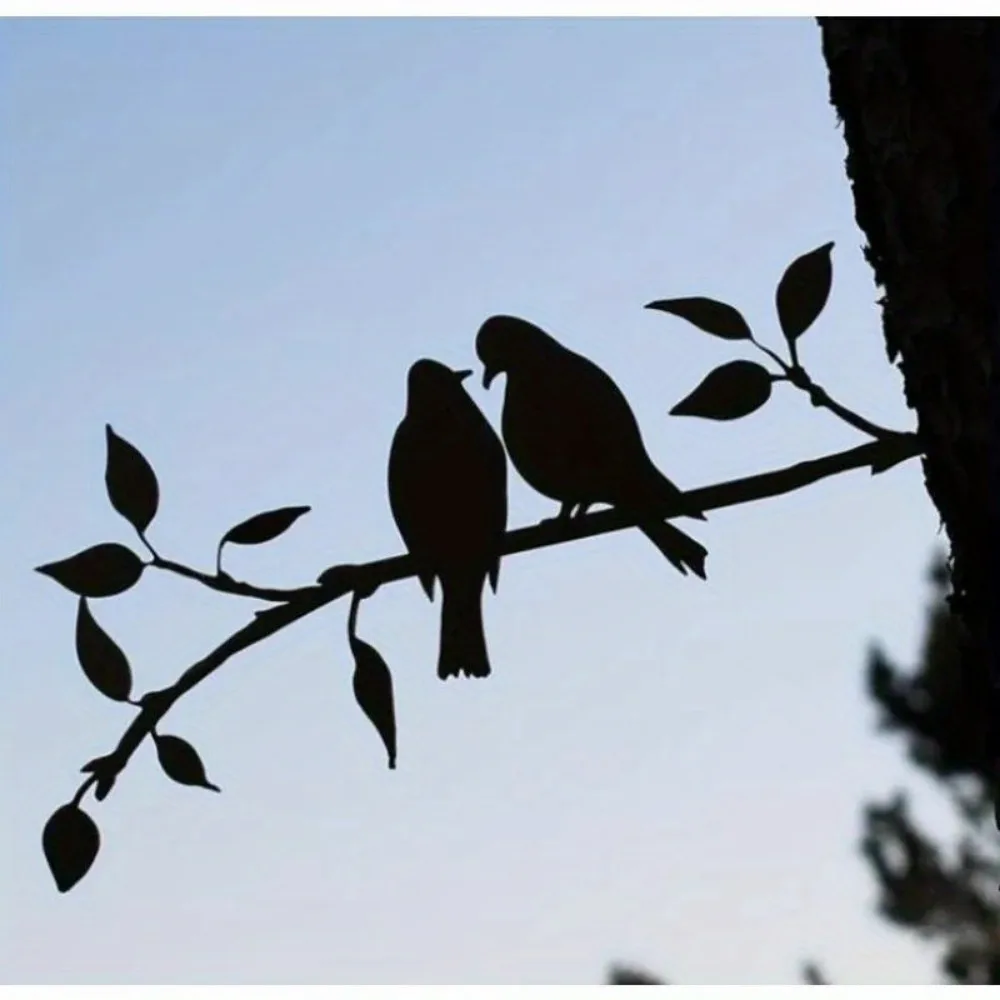 Árbol de Metal, simulación de arte, siluetas de pájaros, adorno, rama de pájaro, decoración artística de pared de Metal para decoración de jardín y patio - imagen 5