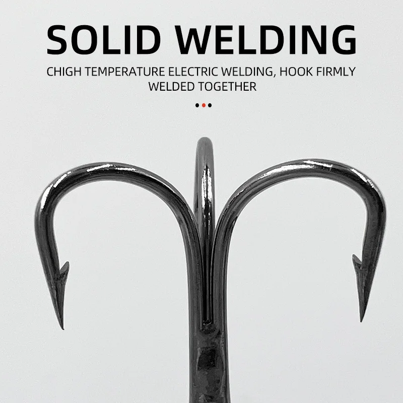 130 unids/caja de tres anzuelos de acero rico en carbono, tres anzuelos de anclaje con señuelo de púas, anzuelos de pesca, aparejos de pesca - imagen 4