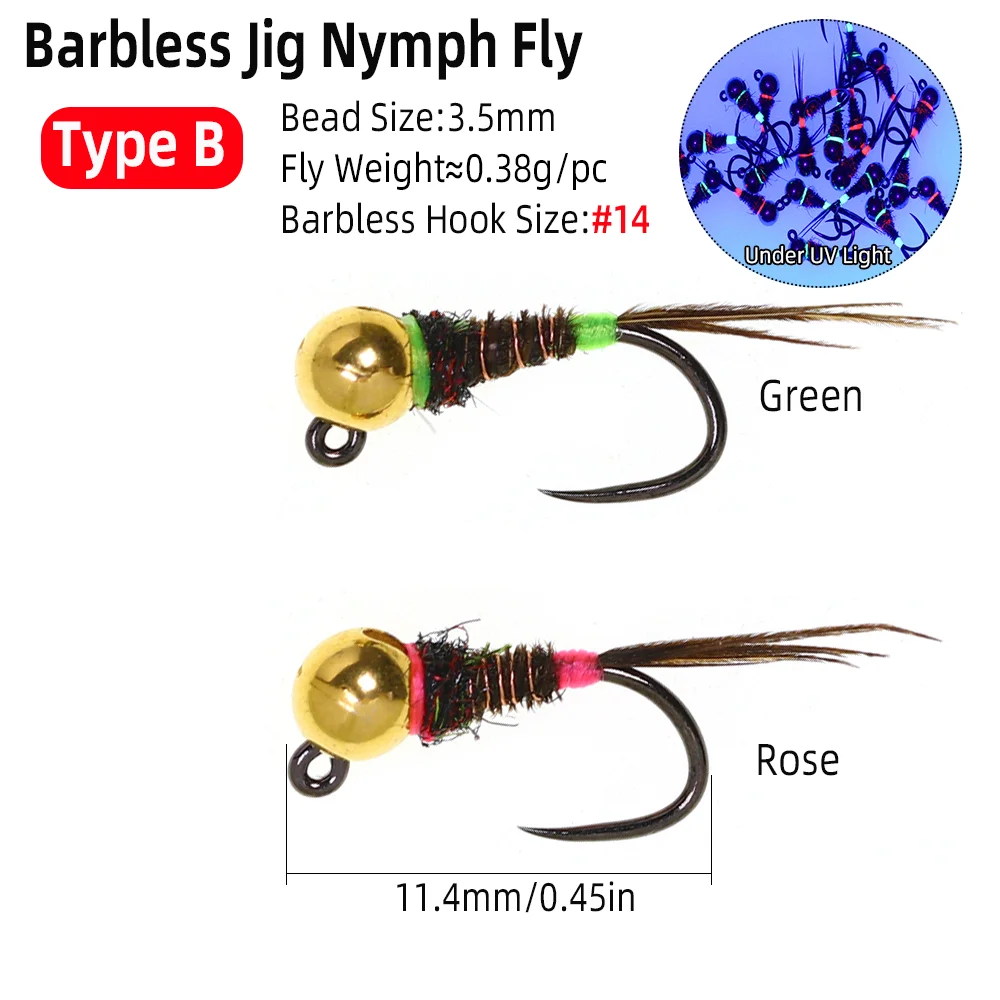 Wifreo 5 piezas/6 piezas # 14 # 18 Jig sin púas Ninfa Fly Euro Ninfa húmeda hundimiento rápido pesca con mosca moscas trucha lubina pesca señuelo cebos - imagen 4