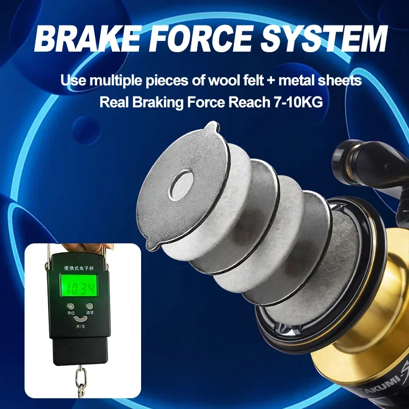 Carrete de pesca de lubina de agua salada Mavllos TAKUMI con potencia de arrastre 10KG relación de velocidad 5,2: 1 5 + 1 rodamientos carrete giratorio de trucha para carpa - imagen 4