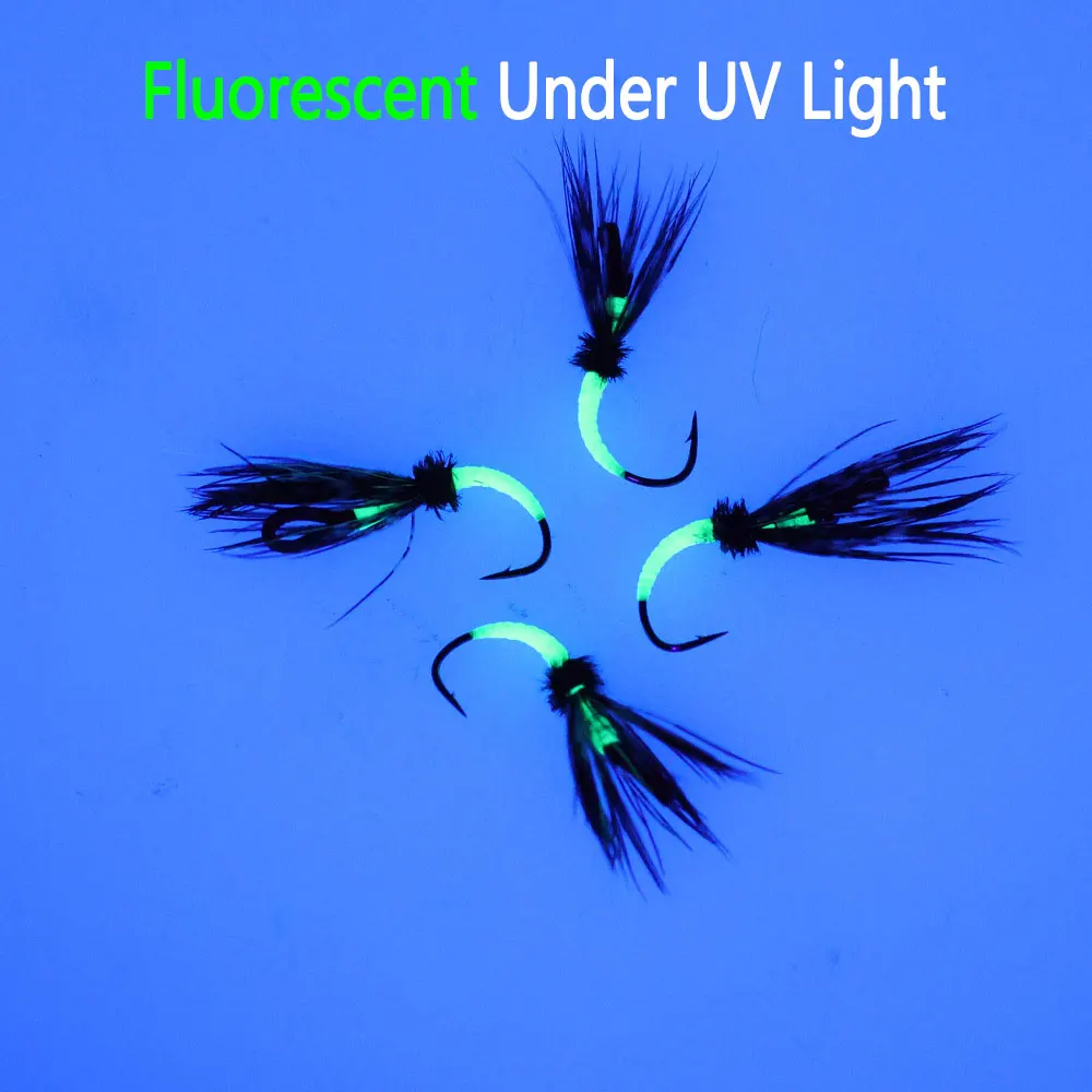 Bimoo 6PCS # 12 los prácticos moscas Tenkara paracaídas Grizzly Hackle mosca húmeda Kebari trucha Steelhead Grayling cebo de pesca señuelos - imagen 5