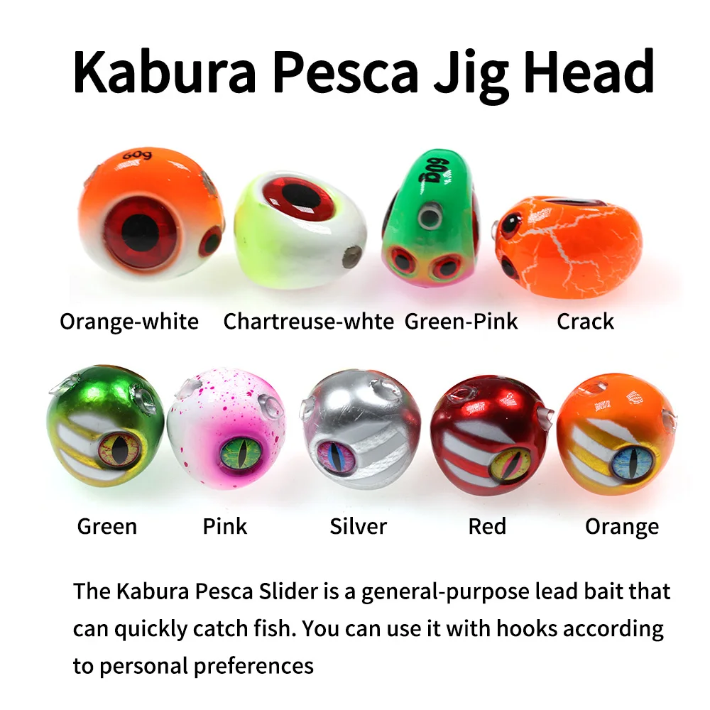 Elllv 1 pieza Kabura Pesca deslizador luminoso Jig Head Snapper/mar Bream Boat Pesca Trolling Jigging señuelo 60g 80g 100g - imagen 3