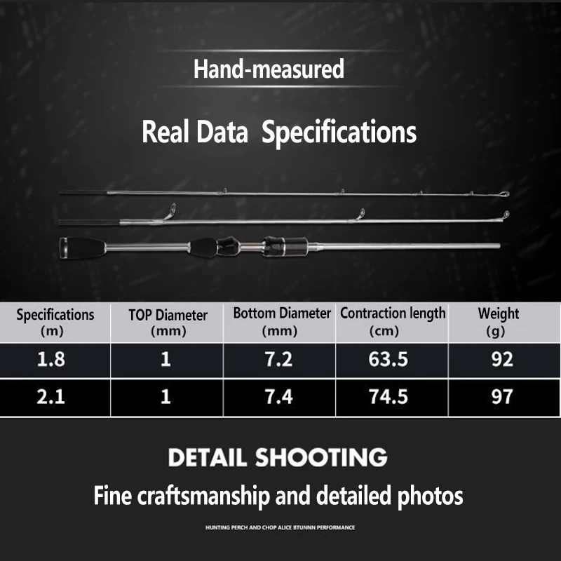 Mavllos Sunrise caña giratoria de carbono 1,8 m-2,1 m señuelo 0,8-5g línea 2-5lb caña de pescar de ajuste suave sólido caña de pescar ultraligera - imagen 3