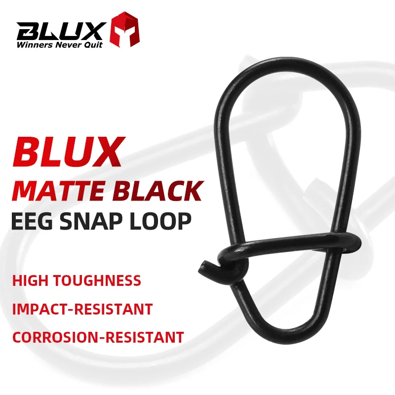 BLUX 80 Uds. Broches de huevo negros mate, cerradura de acero inoxidable, bucle de señuelo, Clips de pesca de cambio rápido, conector de velocidad rápida, aparejos terminales