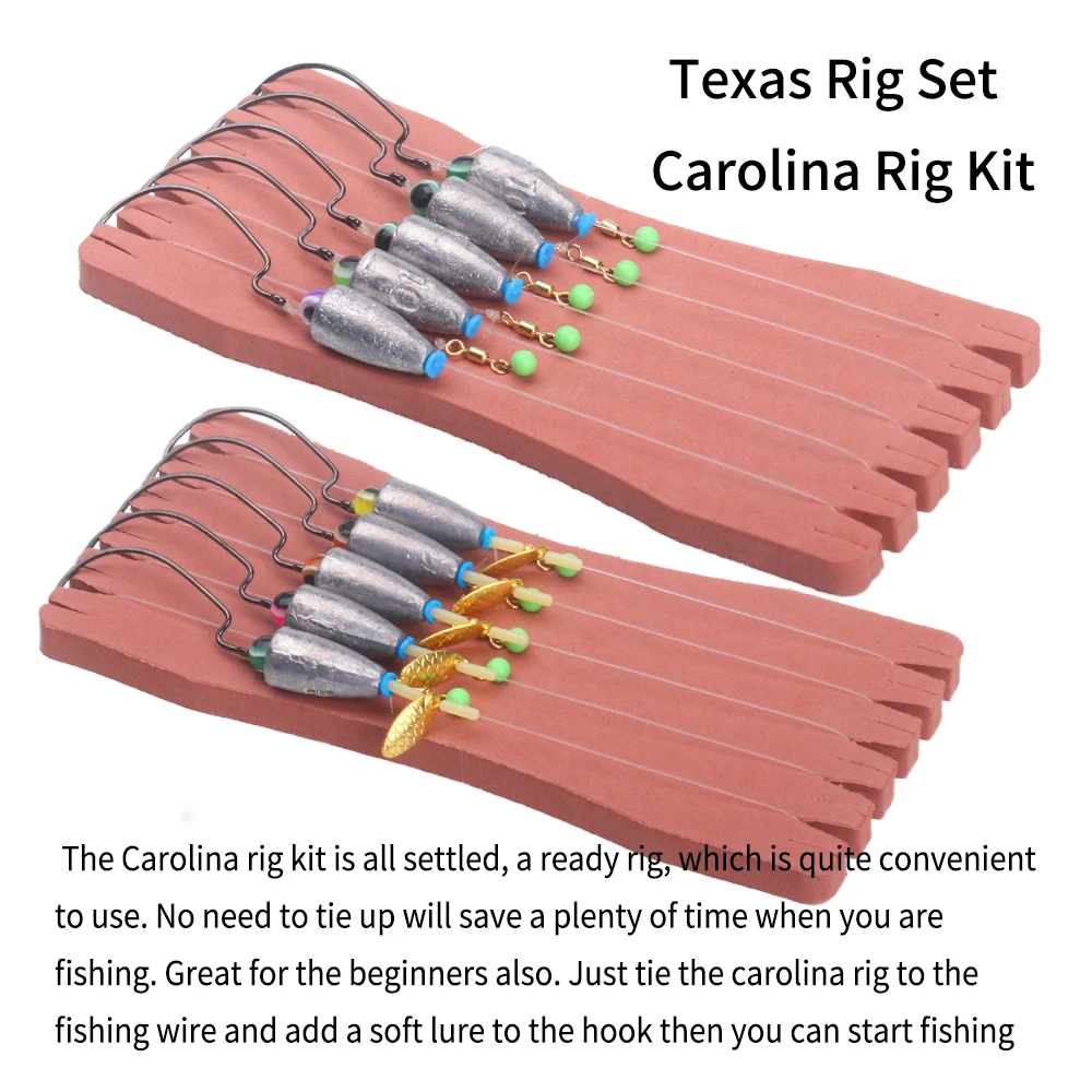 Ellllv-Kit de aparejo para pesca de lubina, anzuelos de manivela, cuchillas giratorias, aparejo listo para Texas, 5 unids/set - imagen 4