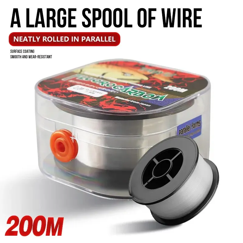 Línea de pesca de fluorocarbono estándar TAIYU, 200M, materiales japoneses, cable líder duradero de 3LB-26LB, línea de pesca con mosca de carpa de 0,14mm-0,47mm - imagen 3