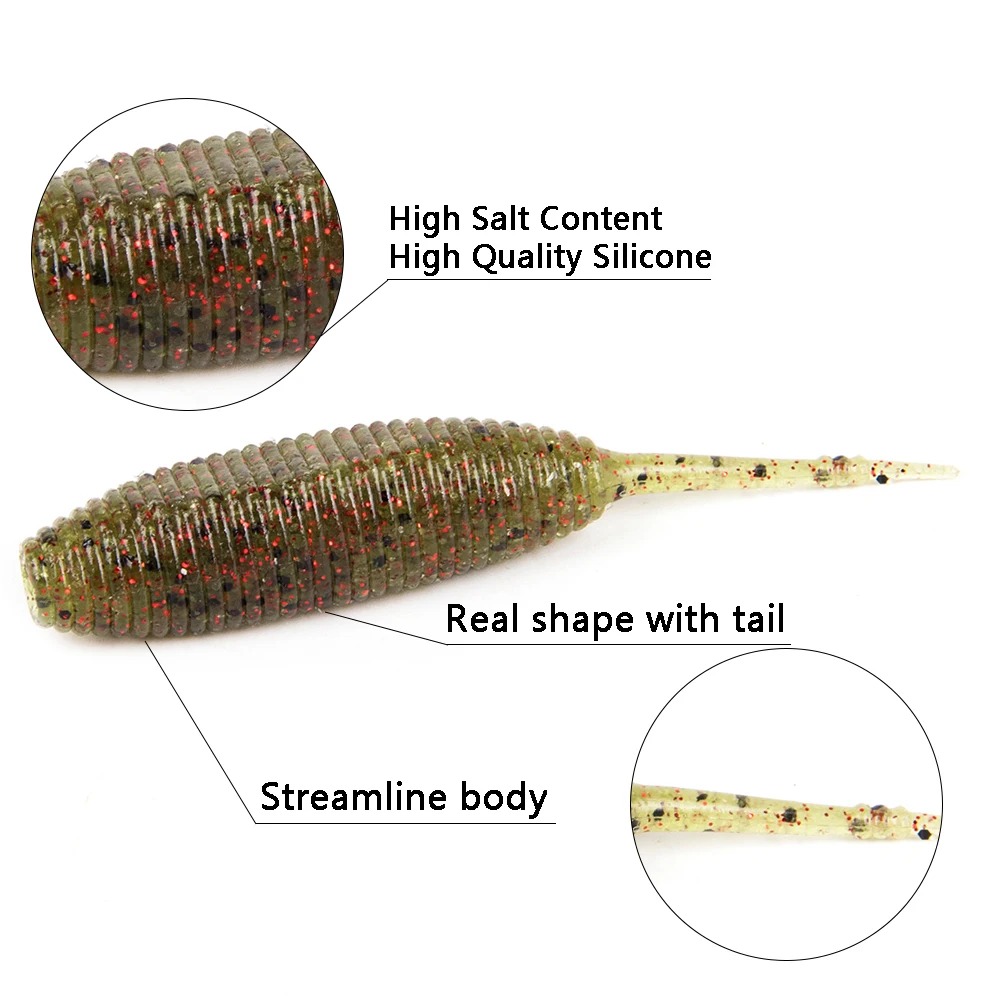 Señuelos de plástico blando para Pesca, cebo de gusano de cola de hundimiento lento, 9cm, 9,6g, Jigging, Wobblers, Swimbaits, lubina, Lucio, 8 piezas - imagen 5